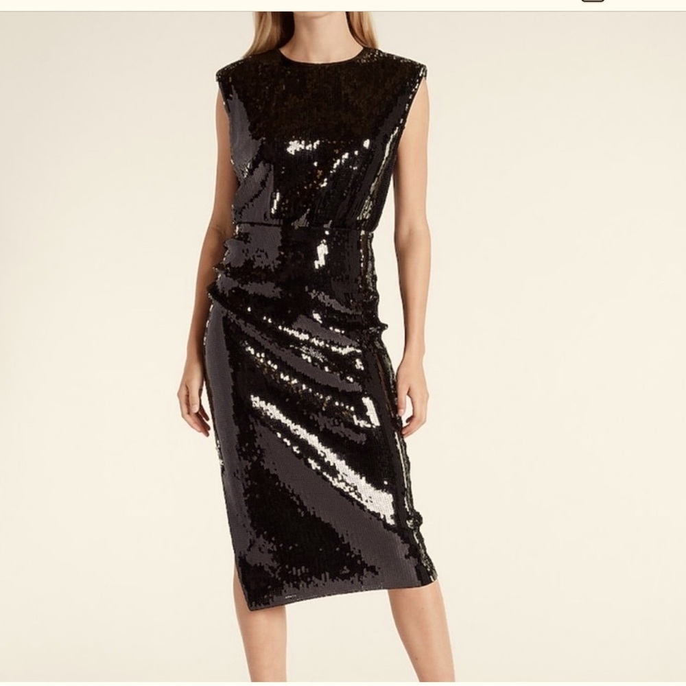 EXPRESS Women's Espresso Brown Sequin Midi Dress - Picture 1 of 6